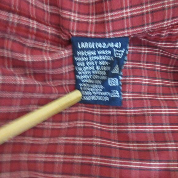 Puritan Shirt Mens Large (42/44) Red Plaid Button Front Long Sleeve Collar - Picture 6 of 7